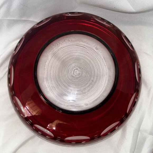 Bohemian Red Cut-to-Clear Candy Dish with Lid - Picture 4 of 8